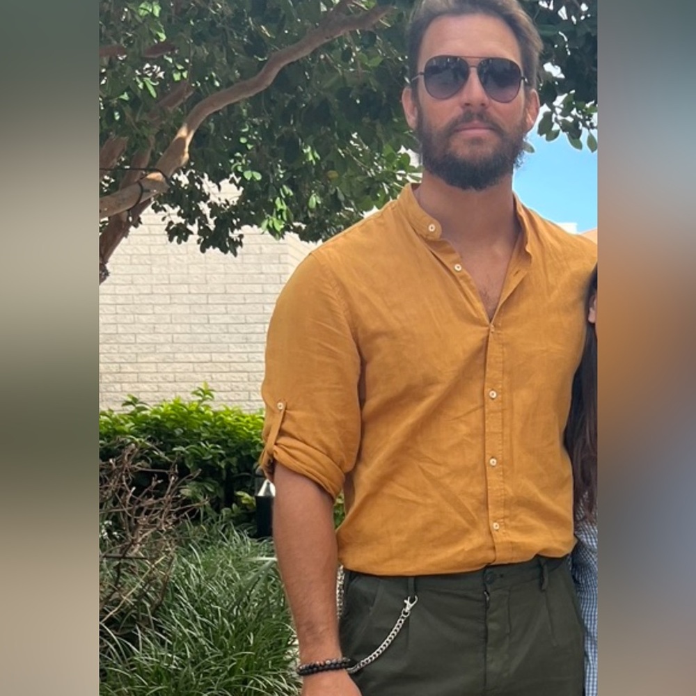 Zara Golden Yellow Casual linen/cotton Shirt